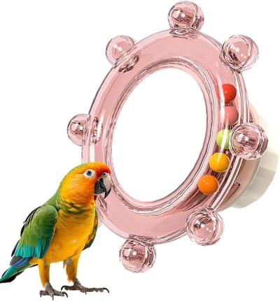 Vogelspiegel met Draaifunctie - Verrijkingspeeltuin voor Vogels in de Kooi - Ideaal voor Cockatiel - Papegaai, Agapornis - Conure en Kaketoe - Stimuleert Spelen - Sociale Interactie en Kauwen - Veilig en Duurzaam