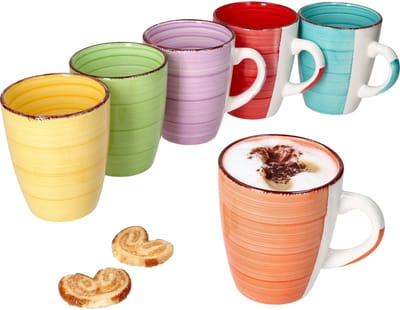 MamboCat Set van 6 UNI Bunt koffiemokken