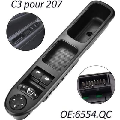 207 Schakelaar voor elektrische ramen linksvoor (bestuurderszijde) 6554QC Schakelaar voor elektrische ramen voor 207