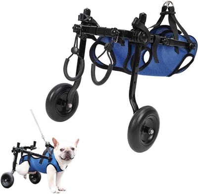 Honden Rolstoel Achterpoten - Hulpmiddel Lopen - Revalidatie Honden - Verstelbaar Aluminium Frame - Maat M - Blauw