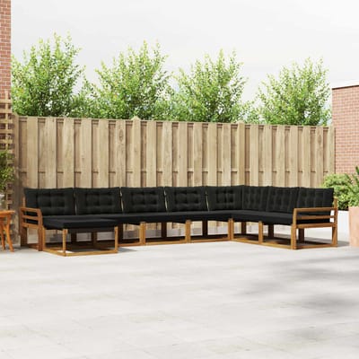 vidaXL - Buiten - bank - set - 8 - st - Natuurlijk - en - zwart - Massief - Acacia - Hout