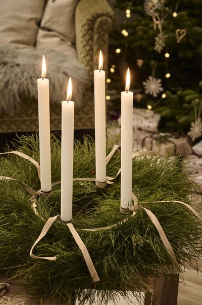 IB Laursen Adventskaarsen genummerd 1-4 Wit H29 x Ø2,2cm Stearin