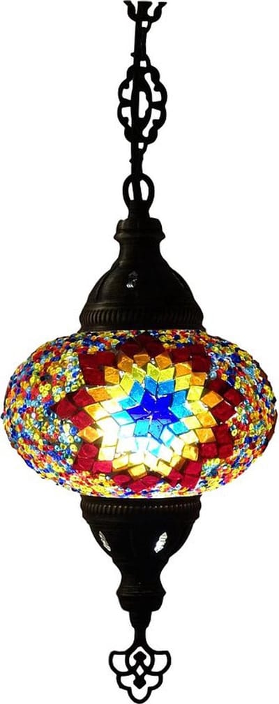 Oosterse lamp - hanglamp multicolour - 1 stuk - handgemaakt mozaïek glas