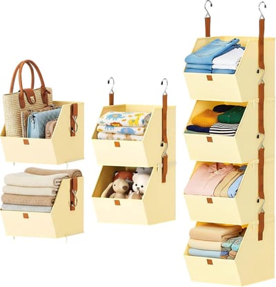 Hangende Organizer 4 Niveaus – Opbergrek met Metalen Haken – Ruimtebesparend & Opvouwbaar – Polyester 120 x 32 x 26 cm