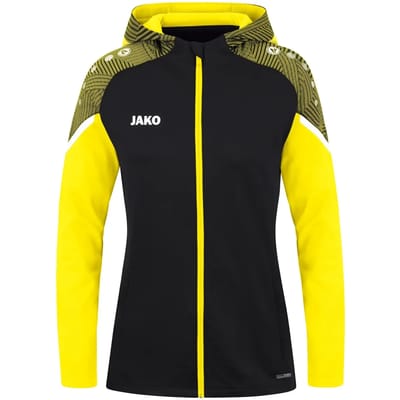 Jako Performance Jas Met Kap Dames - Zwart / Zachtgeel | Maat: 40