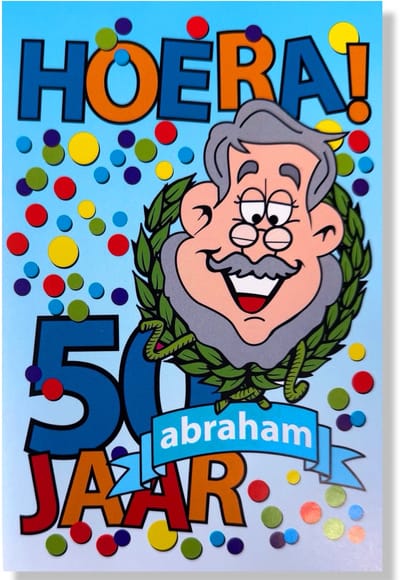 Hoera 50 jaar! Luxe verjaardagskaart Abraham - 12x17cm - Gevouwen Wenskaart inclusief envelop - Leeftijdkaart