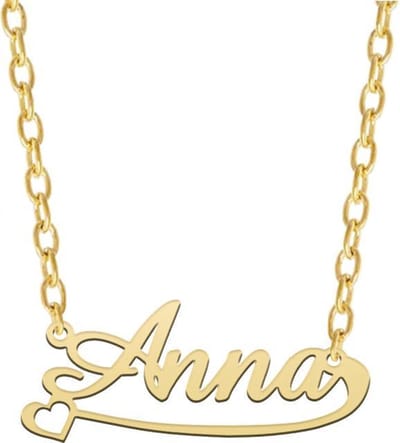 Gouden naamketting met hartje