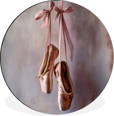 WallCircle - Wandcirkel - Muurcirkel - Balletschoenen - Satijn - Aardetinten - Aluminium - Dibond - 30x30 cm - Binnen en Buiten