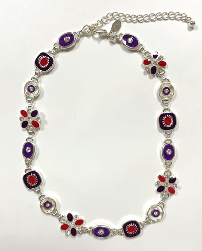 Ketting - Roze, paarse hangers - Zirkonia stenen - 39 + 5 Centimeter verstelbaar - Damesdingetjes