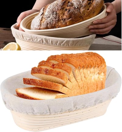 Brood Mand - Rijsmand Deeg - Zelf Brood Maken - Met Wasbare Liner - 25x15x8.5 cm