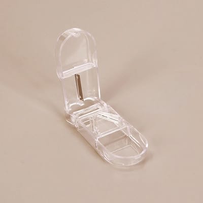 DW4Trading Pillen en Medicijnen Snijder Transparant - Splitter - Pillendoos met Mesje - 9x4x2,5 cm