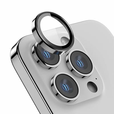 Rixus Metal Shield Camera Tempered Glass For Apple iPhone 12, 12 Mini Red
