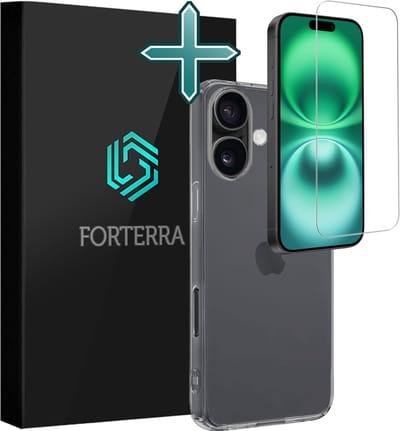 Hoesje Met Screenprotector - Geschikt voor Apple iPhone 16 - Sterk & Shockproof - Telefoon Hoes - Back Cover - Siliconen Case - Transparant