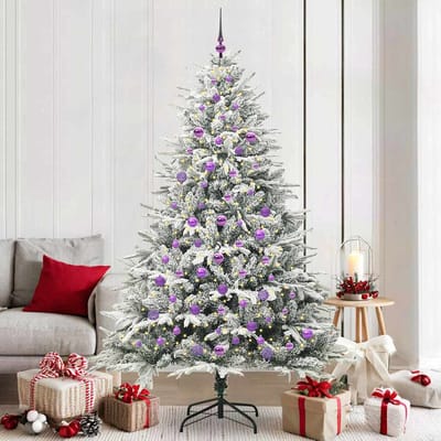 vidaXL - Kunstmatige - Voorverlichte - Kerstboom - met - Ballenset - Groen - 210 - cm