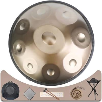 Handpan Trommel D Mineur 440Hz 9 Noten 56 cm met Tas, Hamers en Stand