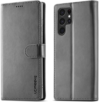 LC.IMEEKE Hoesje - Geschikt voor Samsung Galaxy S26 Ultra Hoesje - LC.IMEEKE Luxe Book Case - Grijs