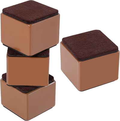 Dailygoods- Meubelverhoging 5,1 cm hoog - Bedverhogers - Zelfklevend - Bruin vierkant - Ondersteunt 9071 kg - Verhoogt zitergonomie - Bedverhoger