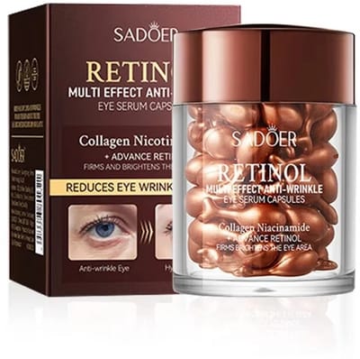 SADOER | Collageen Retinol & Nicotinamide Oog crème + Hyaluronzuur Hydraterende Collagen Essence Serumcapsules – Anti-Rimpel & Verstevigend | Pinda's -vormige softgelcapsules | serumcapsules met knijp-pipet| Skin Care