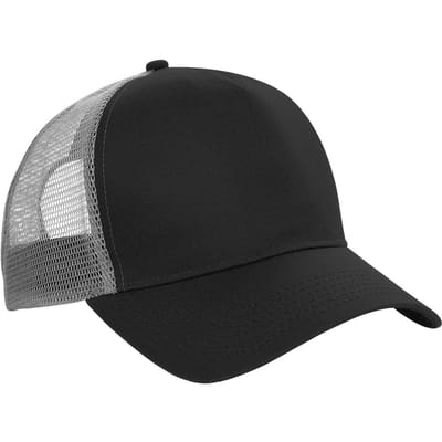 Beechfield Heren Half Mesh Trucker Cap / Hoofddeksel (2 stuks) (Zwart/ Lichtgrijs)
