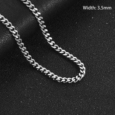 Aramat Jewels | Halskettingen | RVS Curb Cubaanse Ketting gourmetschakel | 3.5mm / 50cm |50cm | | Staal | Volwassenen | Verkleurd niet