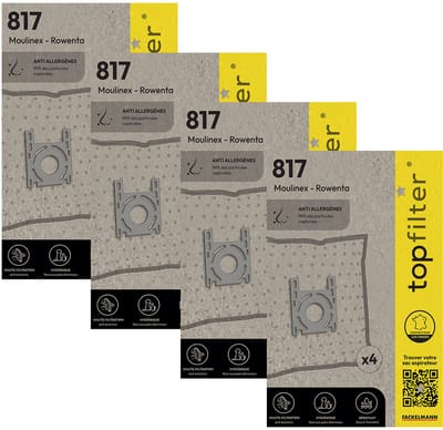 Set van 4 pakketten van 4 stofzuigerzakken 64817 Rowenta en Moulinex TopFilter Premium