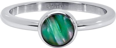Quiges Stapelring Dames - Vulring - RVS Zilverkleurig met Schelp Groen - Maat 20 - Hoogte 2mm