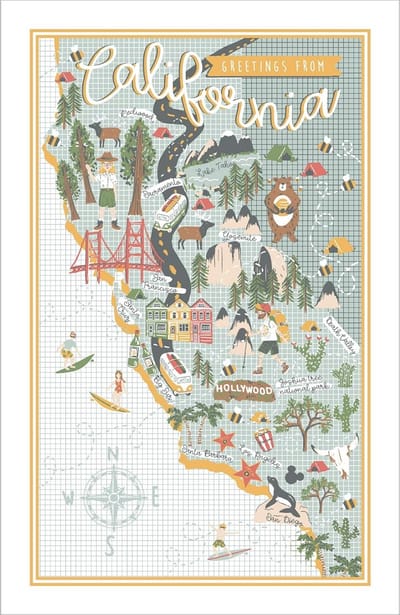 Katoenen Keukendoek met Californisch Citroendesign