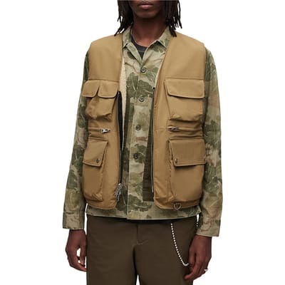 AllSaints Vibo Rev Tech Vest Sand Size: M | Bodywarmers Outlet | Heren | Zand