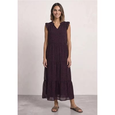 Maxi-chiffonjurk met volants en print