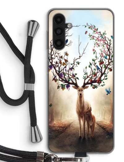 Case Company® - Hoesje met koord geschikt voor Samsung Galaxy A04s hoesje met Koord - Seasons Change - Telefoonhoesje met Zwart Koord - Bescherming aan alle Kanten en Over de Schermrand
