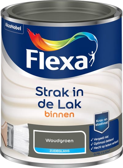 Flexa - Strak In De Lak Binnenlak Zijdeglans - Woudgroen - 750 Ml