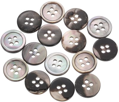 Knopen, 4-gats parelmoerknopen 12,5 mm naaiknopen voor hemd naaien doe-het-zelf handwerk decoratie, zwart/zilver
