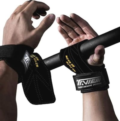 TAVIEW Premium gewichtheffen polshaken riemen voor maximale grip ondersteuning - Deadlift handschoenen en Grip Pads Alternatief in Fitness Gym Power Training zoals Pull Up Deadlifting & Shrugs
