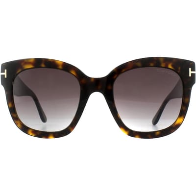 Tom Ford Square Dames Dark Havana Bordeaux gradiënt zonnebril