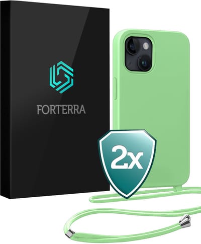 Hoesje Geschikt voor iPhone 13 Mini Case Siliconen Hoes Met Koord - Hoes Geschikt voor iPhone 13 Mini Met Telefoonkoord Hoesje Backcover - Groen - 2 PACK