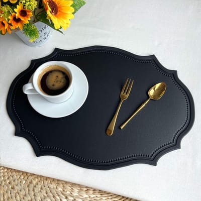 1 STKS Kunstleer Placemat Keuken Eettafel Onderzetter Zwart Groen Placemat Tafelgerei Café Onderzetter zwart