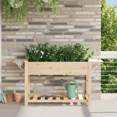 vidaXL - Plantenbak - Beige - 155 - x - 59 - x - 76,5 - cm - Massief - Vurenhout