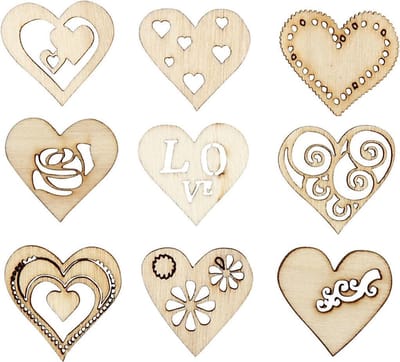 Hout decoratie, love, afm 28 mm, 45 stuk/ 1 doos