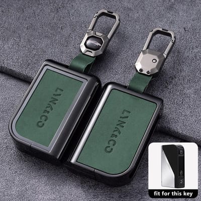 Pour Lynk&Co 05 09 01 06 02 03 Lynk Co Alliage de Zinc Cuir Étui pour Clé de Voiture Coque de Protection Télécommande Porte-clés Porte-clés Automatique Accessoires Key Case for LYNKCO black