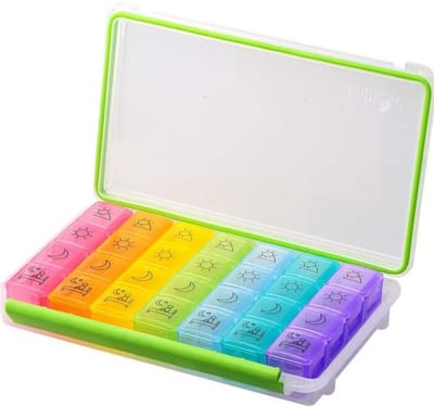 REN® Pillendoosje 7 Dagen 2 Vakken - Pillendoos 7 Dagen - Pillendoosjes - Meerkleurig - 26cm x 18cm x 5cm