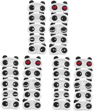 Slaapmaskers Panda - Oogmaskers Nacht - Ontspannen Slapen - Zacht Pluche Materiaal - 19 x 12 cm - Zwart Wit