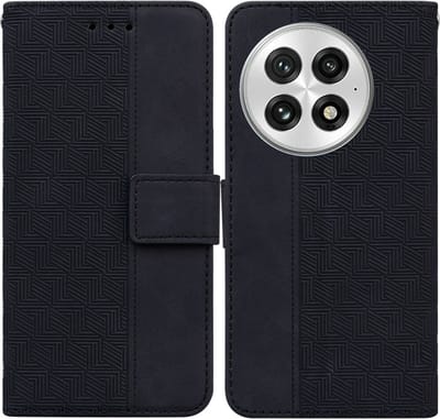 Coverup Hoesje - Geschikt voor OnePlus 13 Hoesje - Coverup Geometric Book Case - Zwart