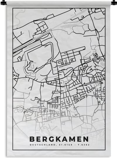 Wandkleed - Wanddoek - Plattegrond - Bergkamen - Kaart - Stadskaart - 120x180 cm - Wandtapijt