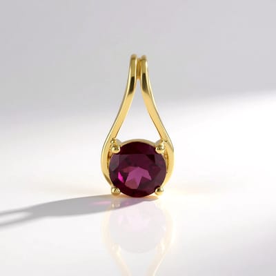Cavill - Zilveren Hanger - 925 Sterling Zilver Verguld - Naktamunda Rhodoliet 0,895 ct Rond Geslepen - Elegante Indiaas Sieraad - 15x8 mm
