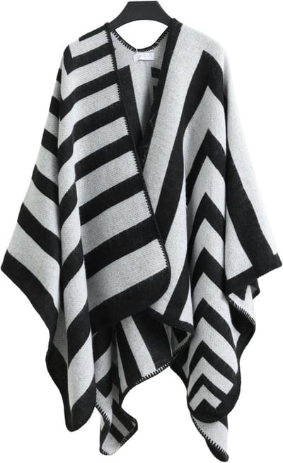 Emilie scarves - poncho - cape - omslagdoek - zwart grijs