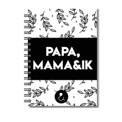 Invulboek Papa, Mama & Ik | Herinneringenboek Vader, Moeder & Kind | Botanical Zwart