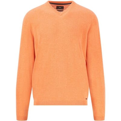 Fynch-Hatton Trui V-Neck Air Cotton Sunny Orange / male