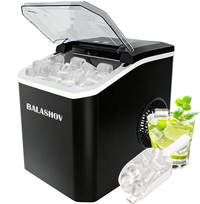 EAFC IJsblokjesmachine - 1,2L - Met IJsschep - Zelfreinigingsfunctie - 12KG / 24U - 9 Blokjes / 6 Min - Zwart