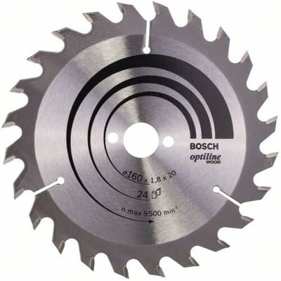 Bosch Accessories Optiline Wood 2608641171 Hardmetaal-cirkelzaagblad 160 x 20 x 1.8 mm Aantal tanden: 24 1 stuk(s)