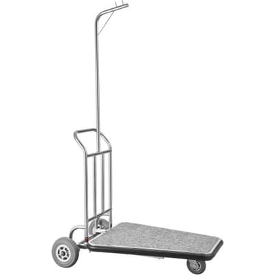 VEVOR Bagagewagen, 272 kg laadvermogen, 3-wielige roestvrijstalen bagagewagen met grijs tapijt en rubberen wielen, ideaal voor congrescentra, hotels en verhuurpanden, zilver, 1080 x 640 x 1800 mm